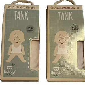 NEW 2 Pack Boody Baby Organic Bamboo Babywear Tank - Chalk - Newborn